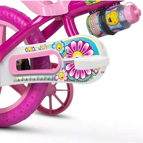 Bicicleta Nathor Flower aro 12 infantil c/ rodinhas - 3 a 5 anos