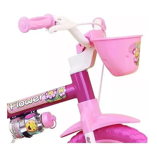 Bicicleta Nathor Flower aro 12 infantil c/ rodinhas - 3 a 5 anos