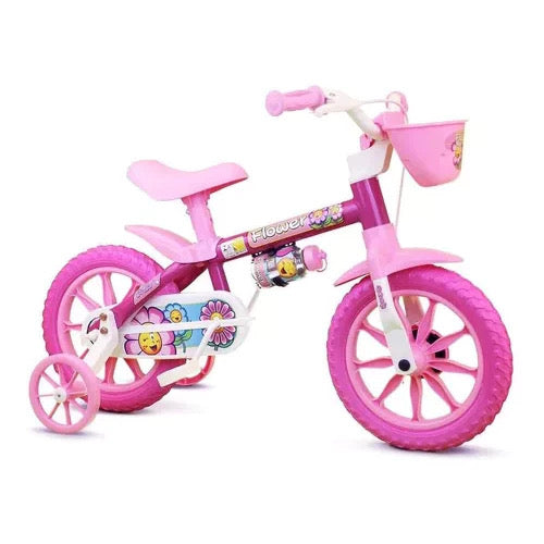 Bicicleta Nathor Flower aro 12 infantil c/ rodinhas - 3 a 5 anos