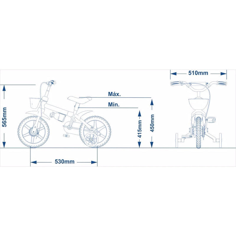 Bicicleta Nathor Flower aro 12 infantil c/ rodinhas - 3 a 5 anos