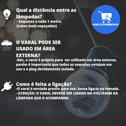 Varal De Luzes Festão 10 Mts (Lâmpadas Inclusas)