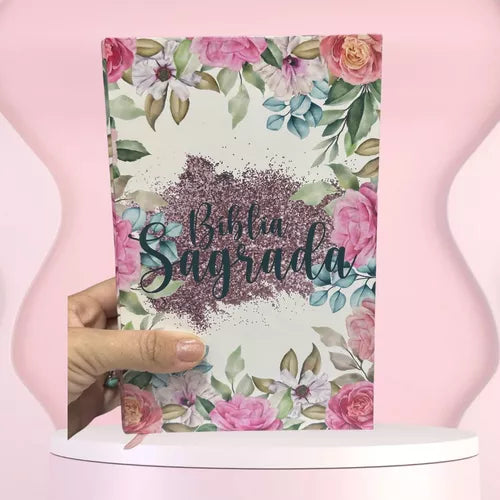 Biblia 65031floral Sagrada Capa Dura com Harpa 65031