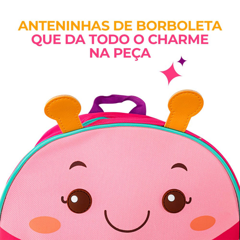 Mochila Infantil Com Alças - Borboleta Rosa