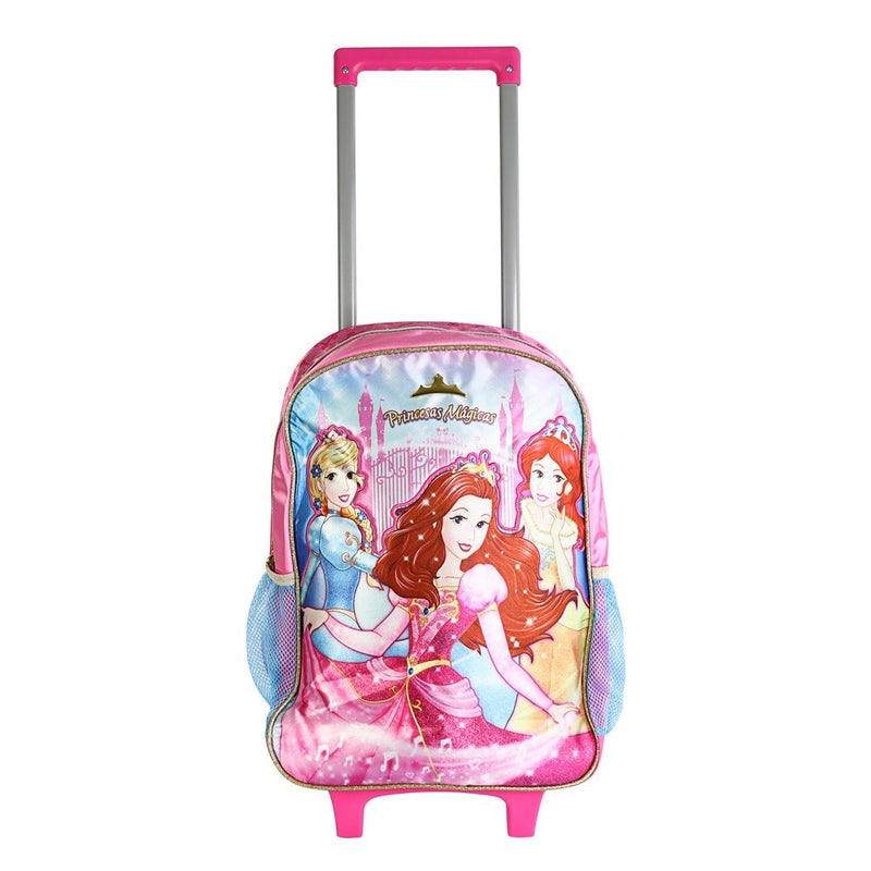 Mochila Escolar de Rodinhas Princesas Mágicas